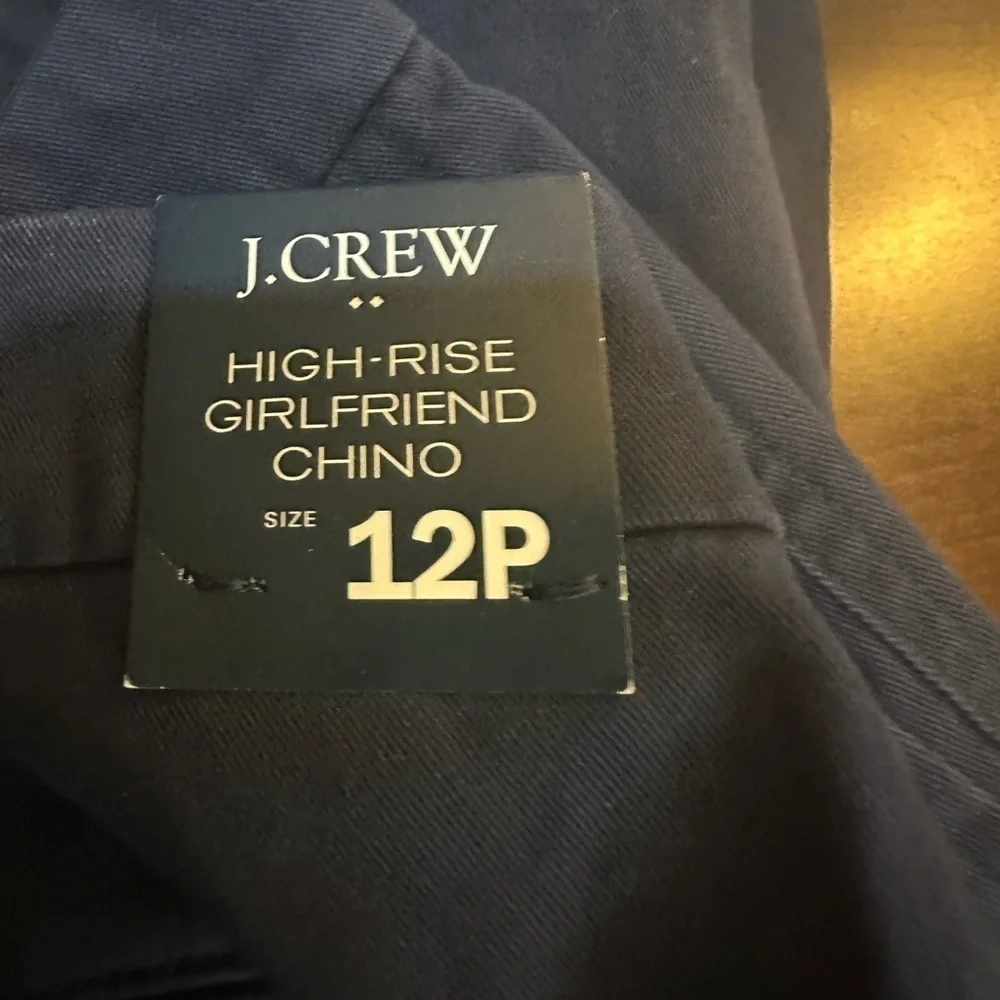 J Crew Navy Blue Petite 12 High Rise Girlfriend Chino Pants